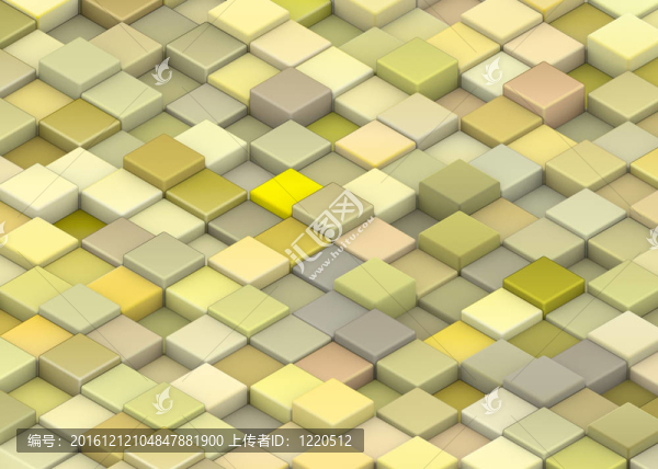 摘要背景3D渲染立方體在黃色的陰影