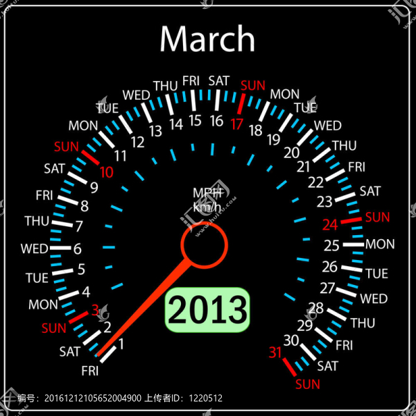 2013年日歷表汽車。三月。