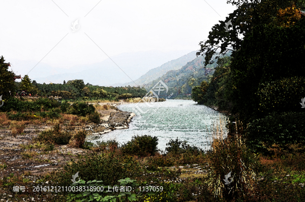 都江堰,寫生,水彩