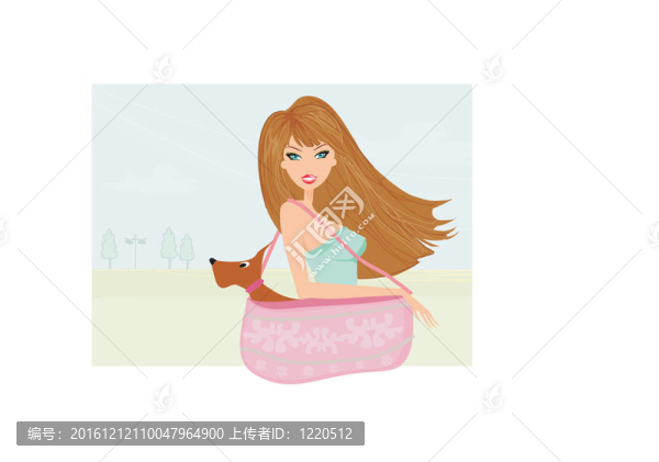 購物女孩和她的狗