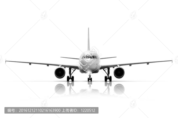白色背景下的商業(yè)飛機模型