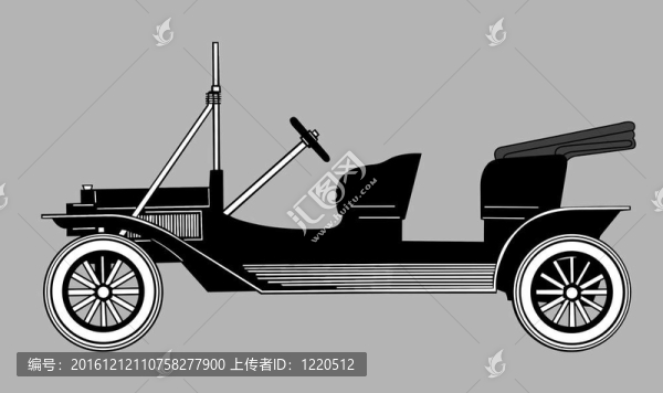 復古車剪影灰色背景；