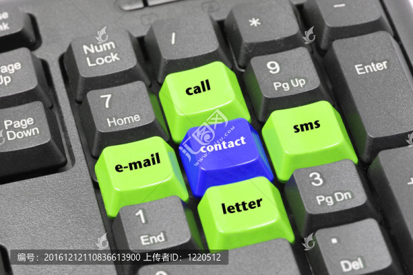 聯(lián)系人；電子郵件；信件；電話；綠色短信；藍(lán)色和黑色鍵盤按鈕
