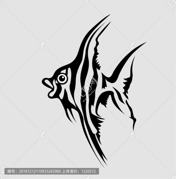 灰色背景魚紋；圖