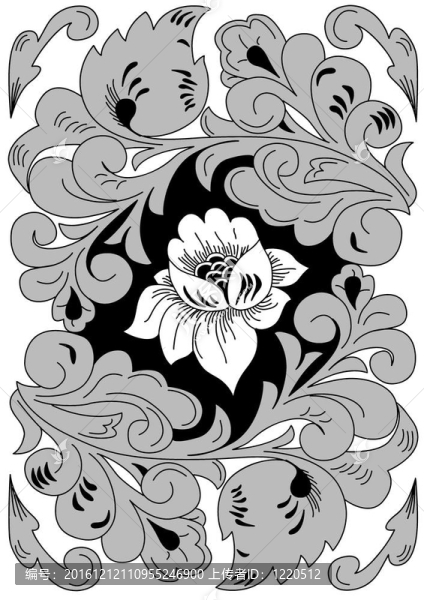 白色背景花飾；插圖