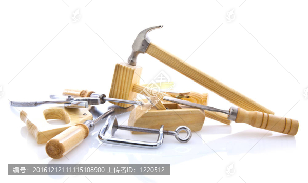 白色背景木工手工工具
