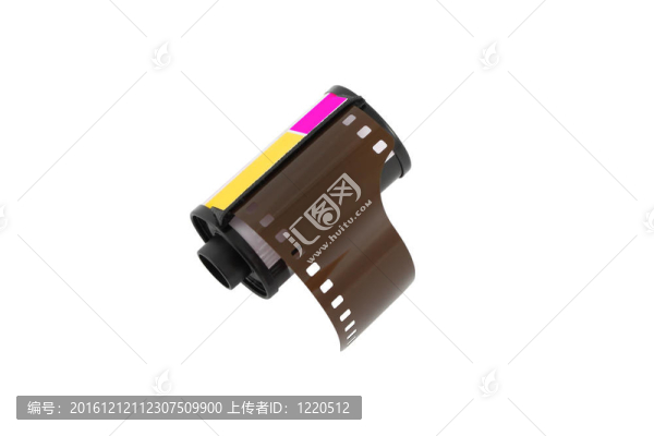 白色背景相機(jī)底片卷。