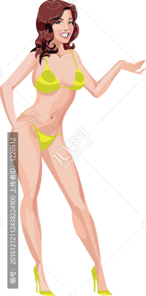 黃色比基尼性感的女孩