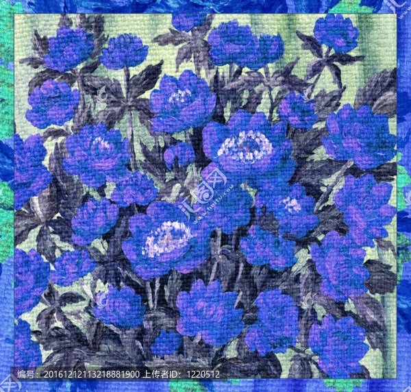 畫布上的花藍(lán)色