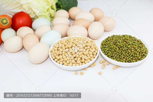 蔬菜,雞蛋和豆類
