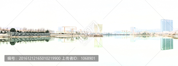 新區(qū)CBD全景圖線描