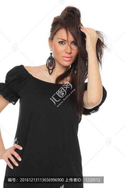 一個美麗性感的女人畫像，成人在黑衣喬裝