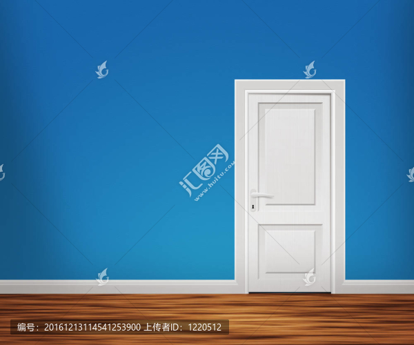 門在藍(lán)色的墻上
