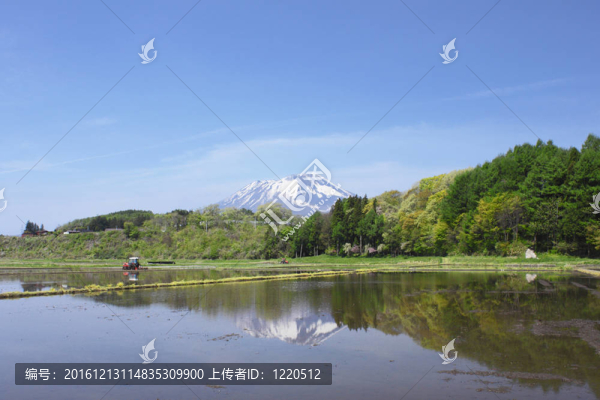 巖手山和田園景觀