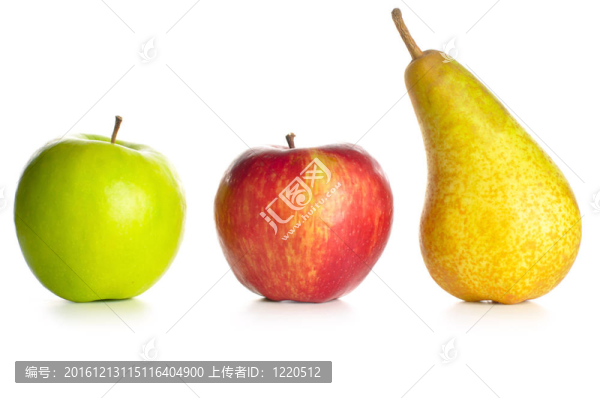 蘋果和梨在白色上分離