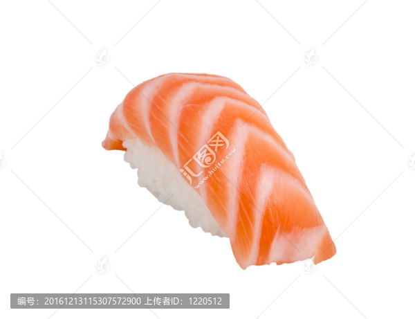 在白色背景的日本壽司三文魚華騎棚拍