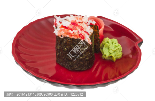 蟹與蟹蝦壽司醬白色隔離B片
