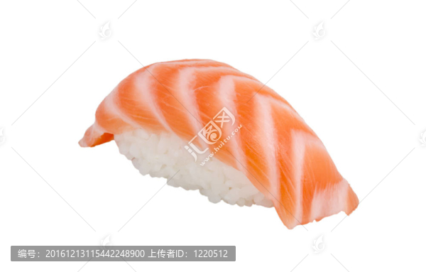 在白色背景的日本壽司三文魚(yú)華騎棚拍