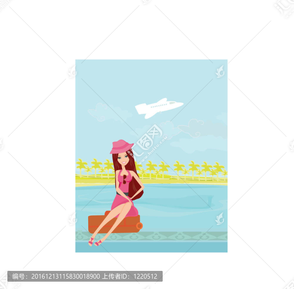 帶行李的美女旅行女孩