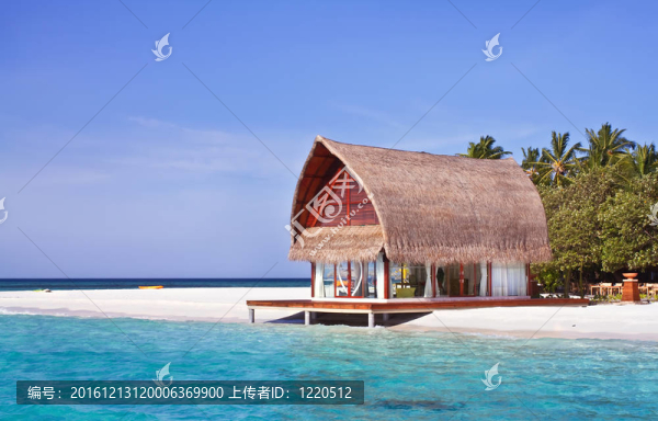 藍(lán)天在Maldive洋海灘別墅景觀照片