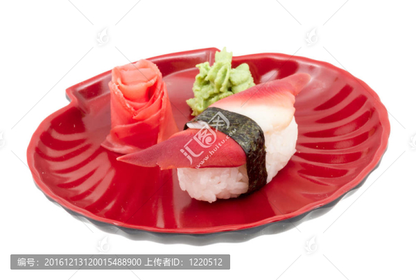 Hokkigai,Mollusc,sushi在白色背景