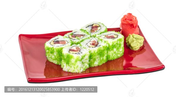 魚子辣真希壽司，熱輥與各種類型的Tobiko（
