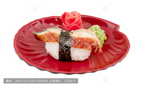 鰻魚(yú)壽司。白色隔離。