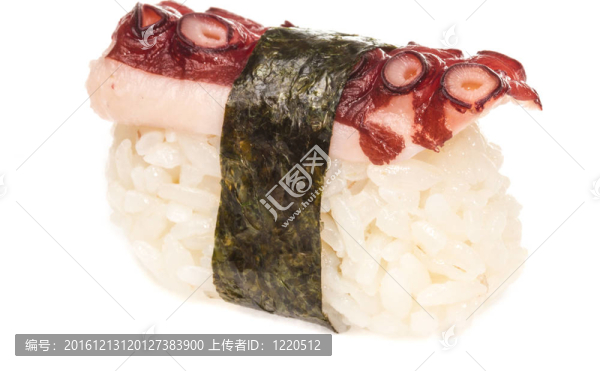 日本壽司與肉章魚(yú)在白色背景
