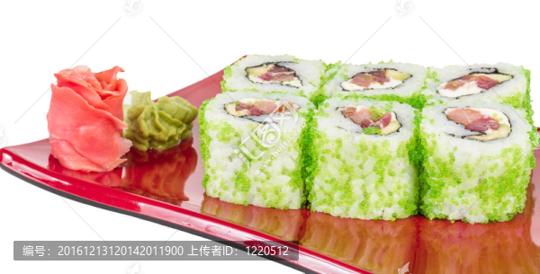 魚子辣真希壽司，熱輥與各種類型的Tobiko（