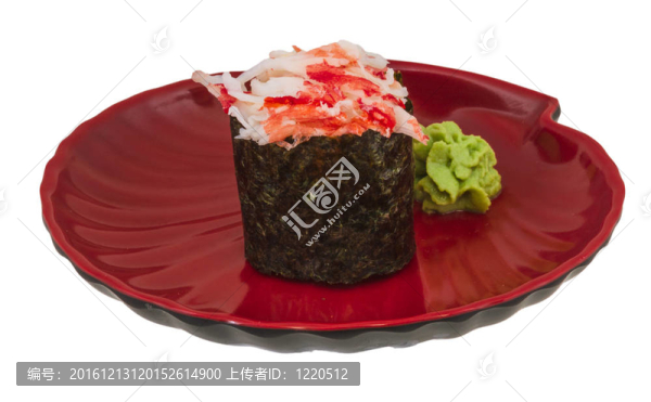 蟹與蟹蝦壽司醬白色隔離B片