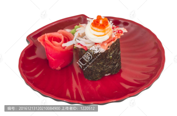 蟹與蟹蝦壽司醬白色隔離B片