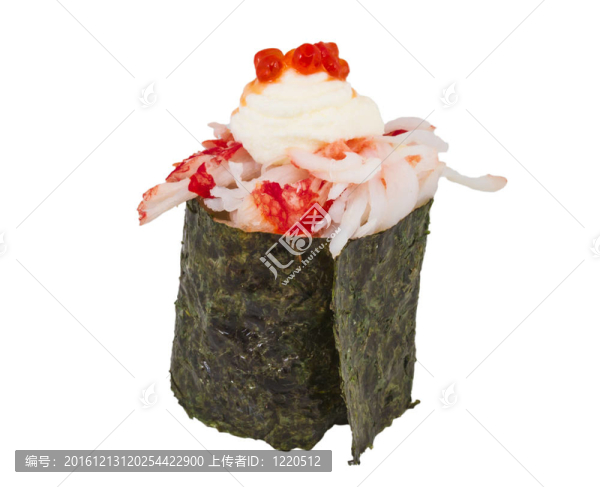 蟹與蟹蝦壽司醬白色隔離B片
