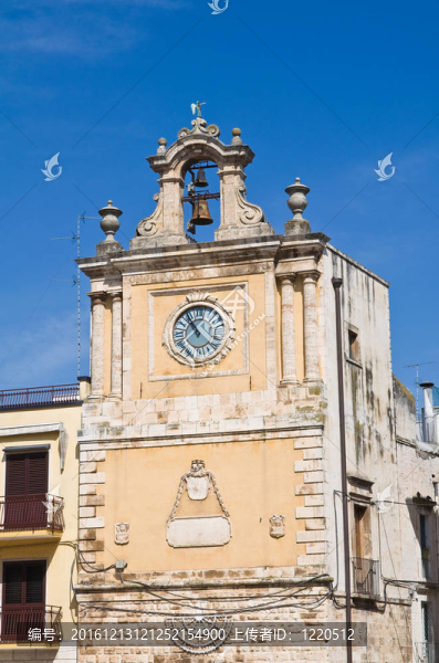 鐘塔。Acquaviva,delle,Fonti。普利亞。意大利.