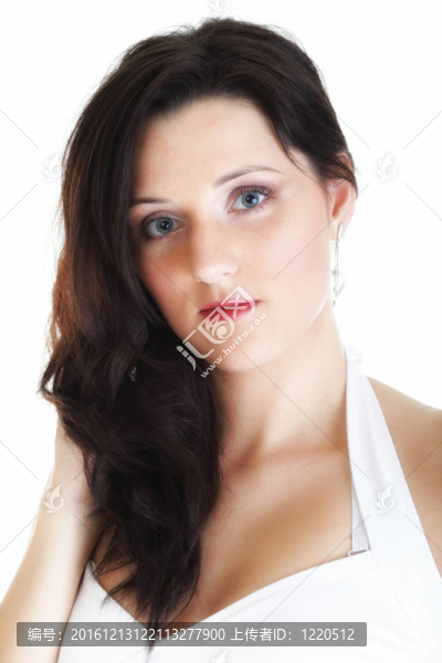 性感的年輕女人，美麗的長長的棕色頭發(fā)分離研究