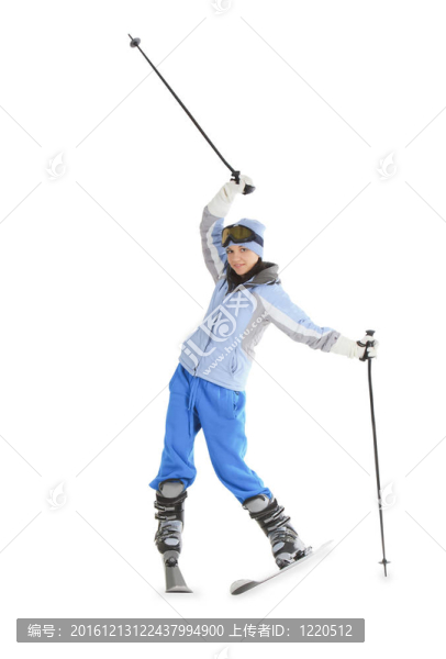 穿白色背景滑雪的女子