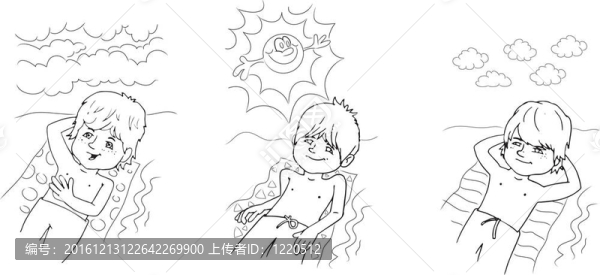 日光浴的男孩