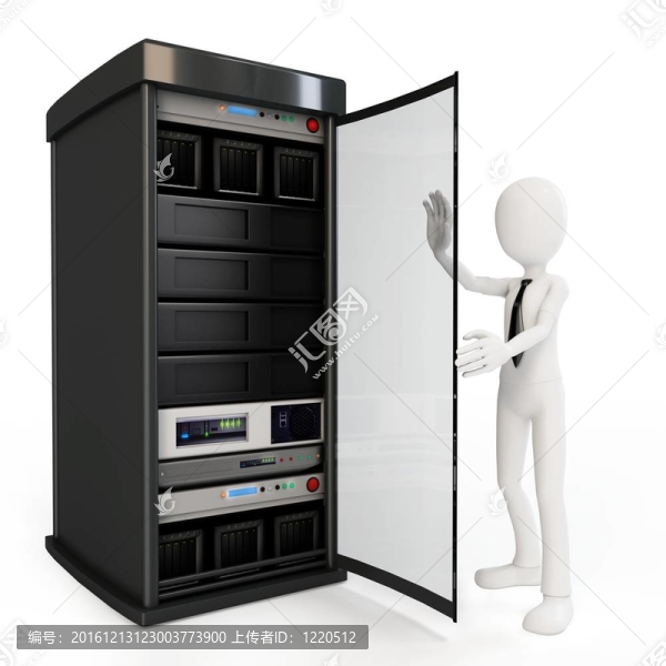 3D人與服務(wù)器機(jī)架商人