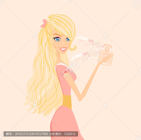 噴香水的年輕女人