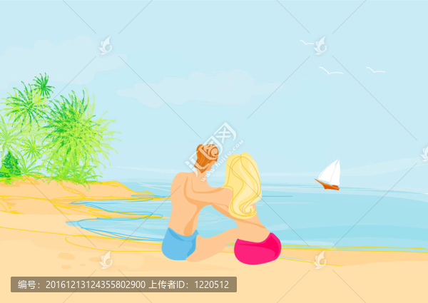 熱帶海灘情侶