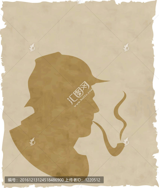 剪影煙斗吸煙者