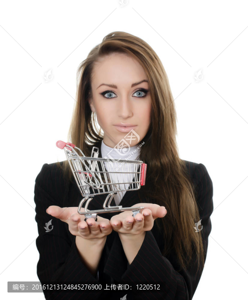 商務婦女與購物車