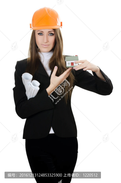 商業(yè)婦女與小模型的房子