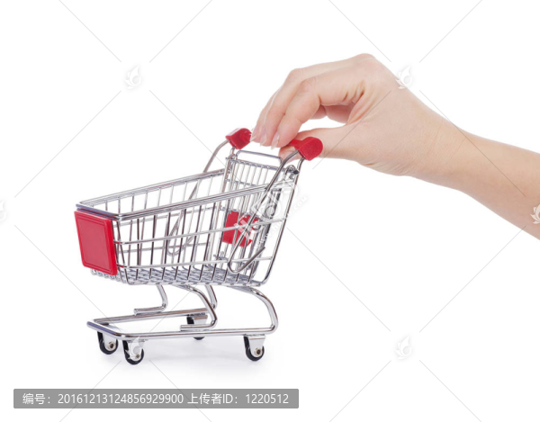 白色背景下的購物車