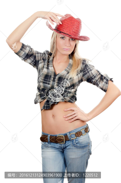 穿著牛仔帽的漂亮女孩