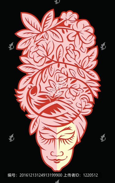 花與鳥的女性面孔