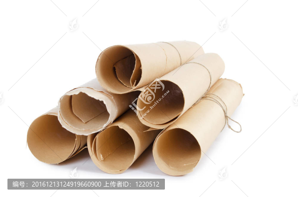 白色白色上孤立的許多卷軸