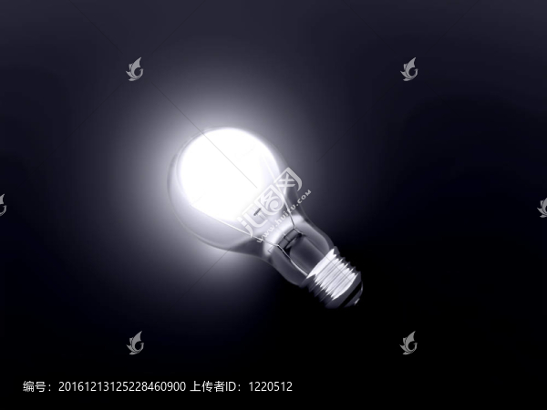發(fā)光燈泡位于黑暗的背景