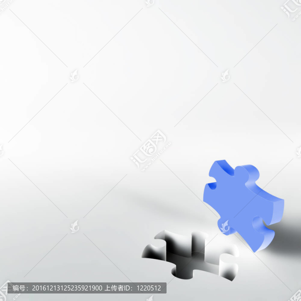白色表面角落的藍(lán)色拼圖