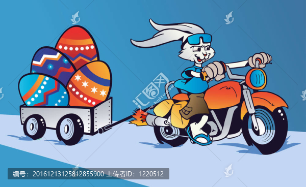 瘋狂復(fù)活節(jié)兔子卡通摩托車