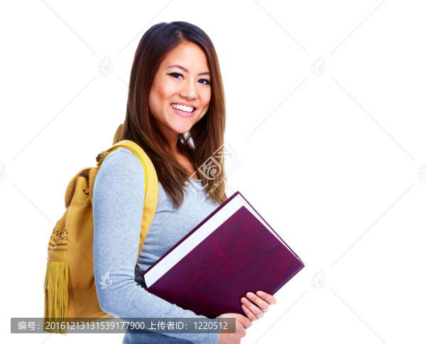 帶書(shū)的學(xué)生女孩。